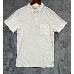 PACT Organic Cotton Polo Mens Medium White Collared Casual Golf Shirt Pocket